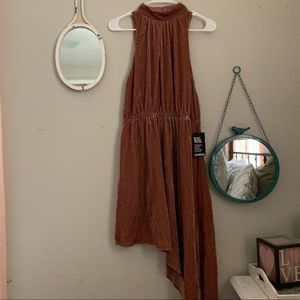 NWT Express blush velvet high/ low halter dress